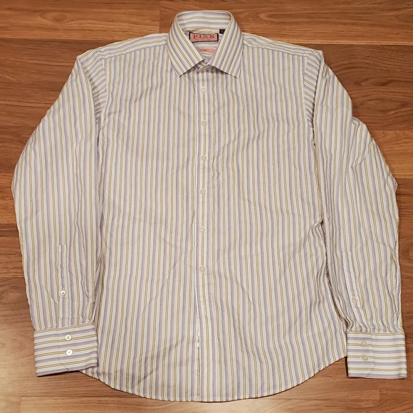 Thomas Pink L/S Striped Casual Dress Shirt Size M - Picture 2 of 6